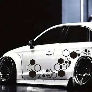 52 PCS Honeycomb Decals Vinyl Hexagonal Graphics Sticker Car Body Side Exterior Decor Accessories Universal for Car, Truck, SUV, RV (Black)