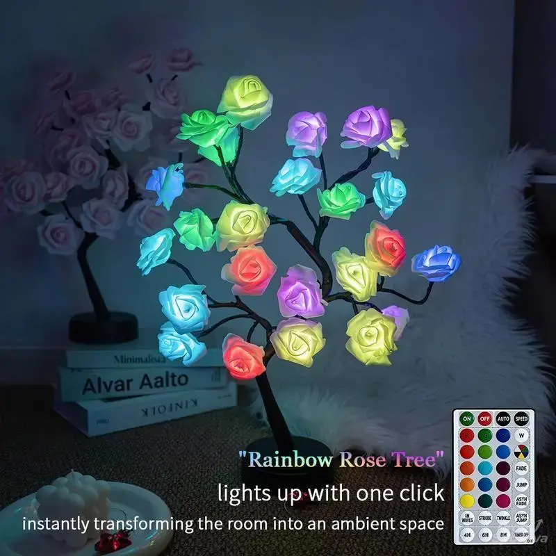 Romantic Rose Night Light for Valentine's Day USBRechargeable, 3 Colors Changing LED Mood Lamp forBedroom Decor, Perfect for Surprise Proposal,Anniversary, Birthday & Wedding Gift