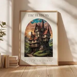 Wizard World The Burrow Print, Wizard World Poster, Witchcraft and Wizardry, Bookish Wall Art, Gift for Booklovers (Unframed)