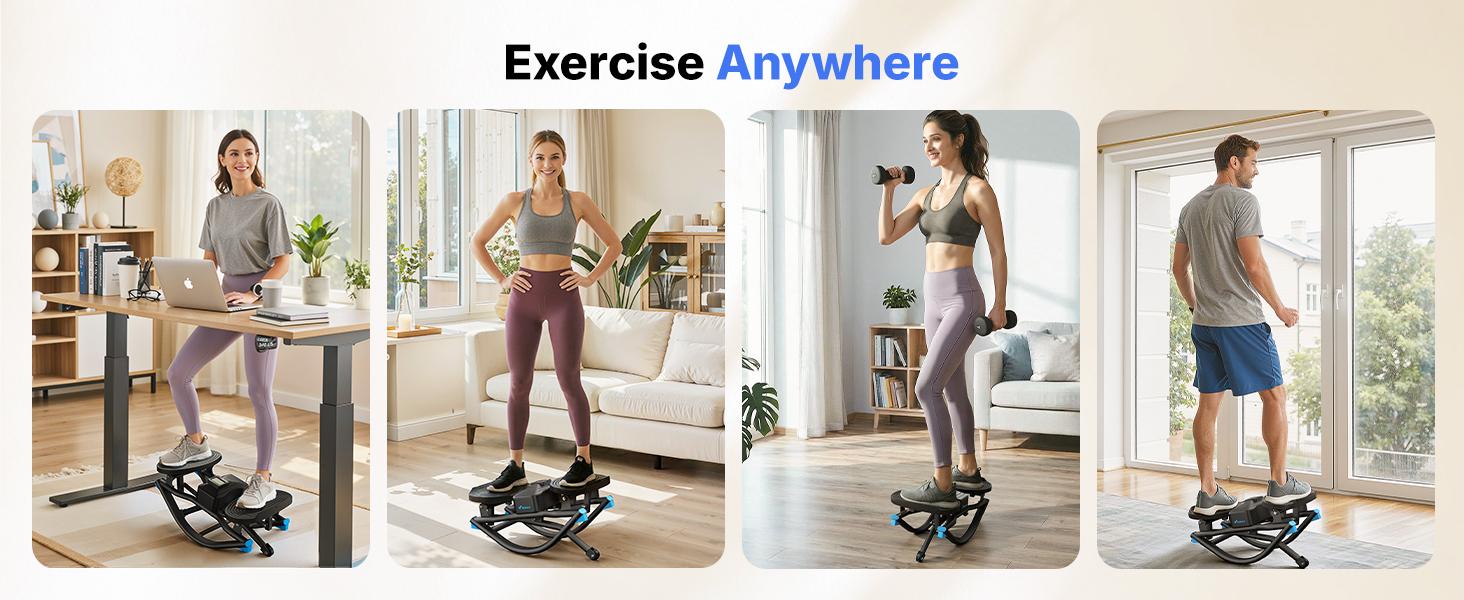 Merach Rocking Stepper Ski Machine with 3D Motion Stepper Design Side Sepper Machine for Home Workout - 330 lbs Capacity, Compact & Space-Saving Design, Built-In Counter