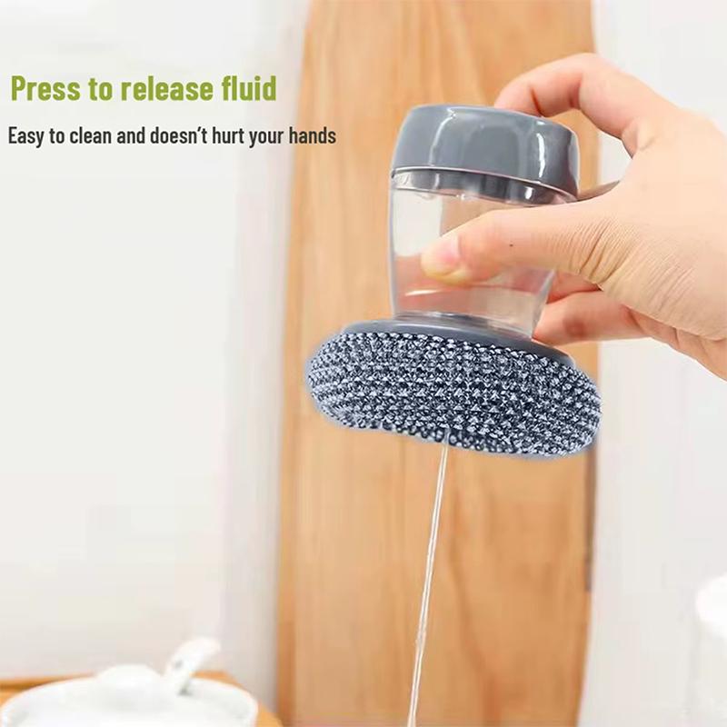 Automatic Soap Dispensing Dish Brush with Press Button – One-Hand Cleaning Scrubber for Frying Pans, Plates, Dishes and Small Bowls Automatic Soap Dispensing Dish Brush with Press Button – One-Hand Cleaning Scrubber for Frying Pans, Plates, Dishes and Small Bowls