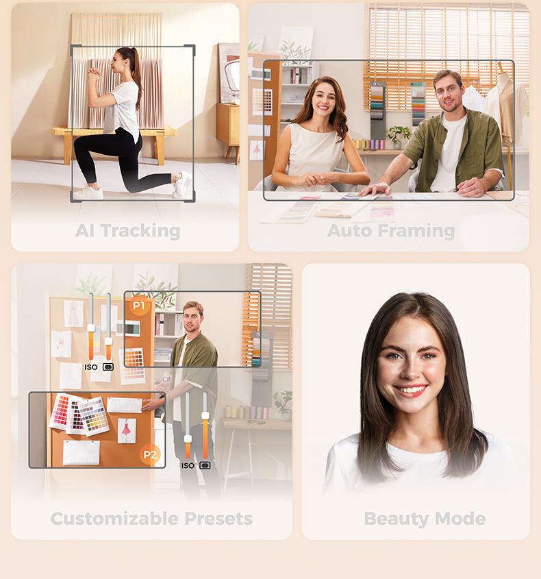 OBSBOT Tiny 2 Lite - Webcam 4K VoiceControl PTZ, Al Tracking Multi-mode & AutoFocus, Web Camera with 1/2" Sensor, GestureControl, 60 FPS, HDR Light Correction, Webcamfor PC, Streaming, Conference wyzewirelesscamera videogames