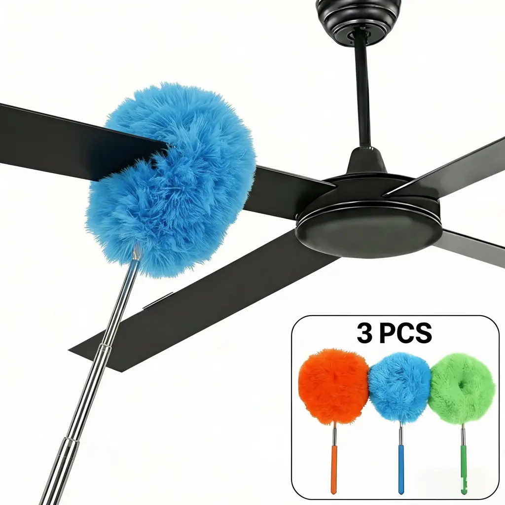 Fan cleaner 3 PCS Washable Microfiber Duster for Standard Ceiling Fans & Furniture- Reusable Washable Dust-Locking Brush for High Ceilings Fans Furniture