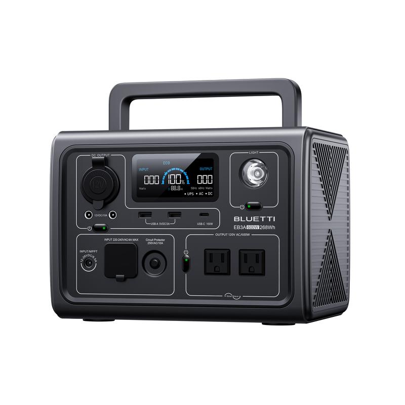 BLUETTI EB3A Portable Generator,600W Solar Generator, 268Wh LiFePO4 Power Station for Camping, Home Use, Emergency