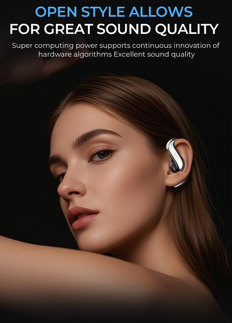 HTC NE23 OWS Open Ear Headphone,Bluetooth 6.0 Earphones, Wireless Earbuds for Music & Phone Calls, IPX5 Waterproof Sports Headphones with Long Endurance