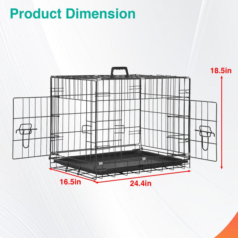 BestPet 24/30 Inch Dog Crates for Small Dogs - Foldable Metal Wire Kennel with Double Door Divider Panel, Removable Tray, and Handle - Pink Black Blue Enclosure Carrier