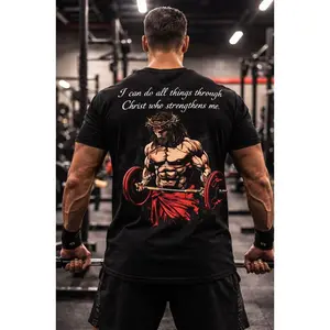 ⚡ “Through Christ I Am Strong” — Christian Fitness Shirt Gym Workout Tops Gym Sweatwear