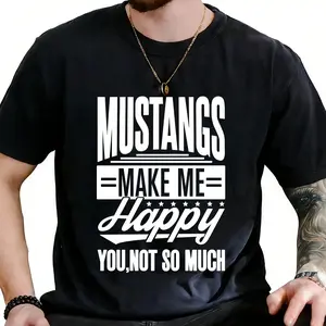Mustangs Graphic Tees: Funny & Nostalgic Trendy Retro-Inspired Comfy Crewneck Statement Printed Tees for Casual Everyday Wear Vintage Fashion Lovers & Mustang Fans For Women For Men [180G 100% cotton, lightweight and breathable, soft and comfortable]