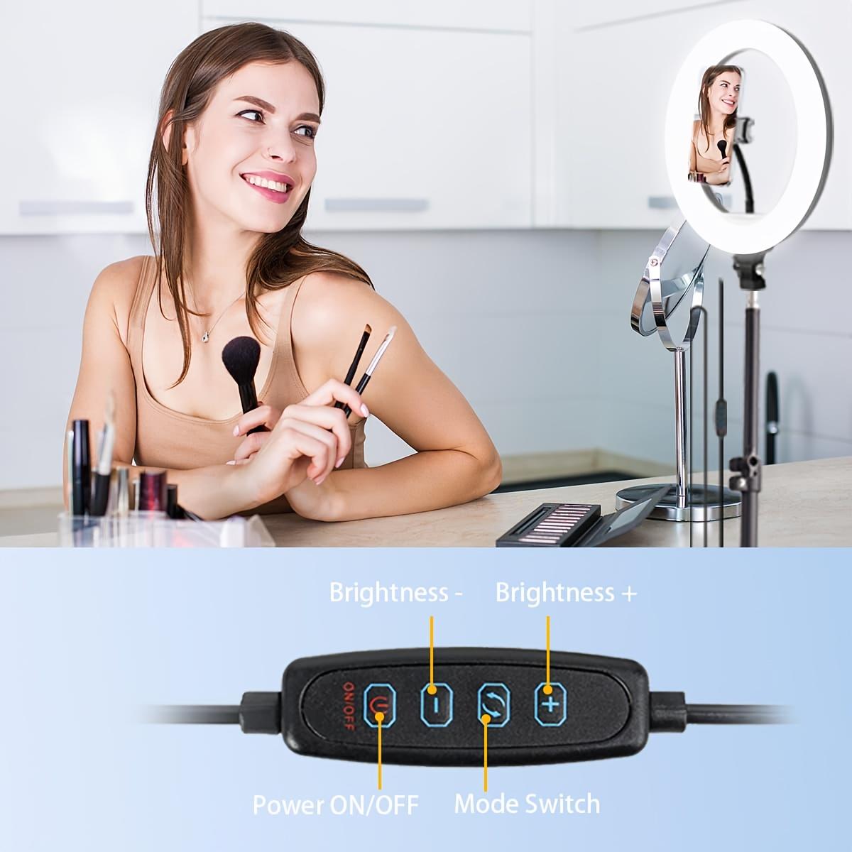 10.26-Inch/26cm Selfie Video Light with 43.3-Inch Extendable Tripod Stand & Phone Holder for Video Recording Makeup TikTok Photography Adjustable LED Circle Lighting Setup#valentines day#springbreak