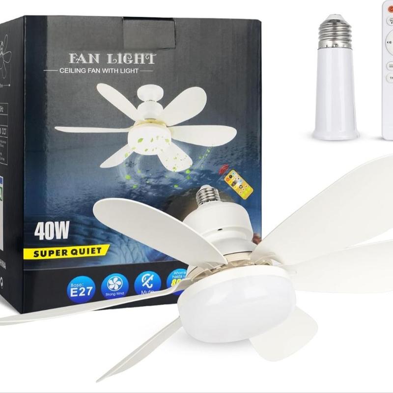 Fan Light Ceiling Fan with Light 40W Super Quiet E27 Bulb Compatible Remote Control Included