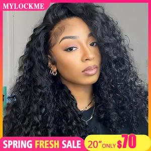 [3 In 1 Half Wigs] 250% Density Glueless Deep Wave Half Wig Human Hair Glueless Wigs Human Hair Deep Curly for Women Drawstring Seamless Flip Headband Wig Beginner Friendly