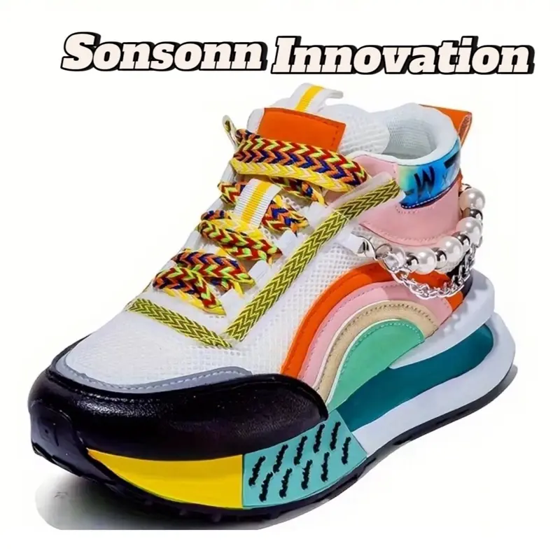 Women's Plain Lace Up Front Platform Sneakers, Casual Comfortable Sports Shoes for Daily Wear, Summer Outfits 2024 Shoes for Women