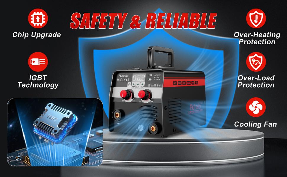 Futelo MIG-145 145A 110V Gasless Flux Core MIG Welder Machine 3-in-1 Flux MIG STICK TIG Welding Kit with 10 Accessories for Home DIY Indoor & Outdoor Repairs Stainless Steel Iron Steel Welding