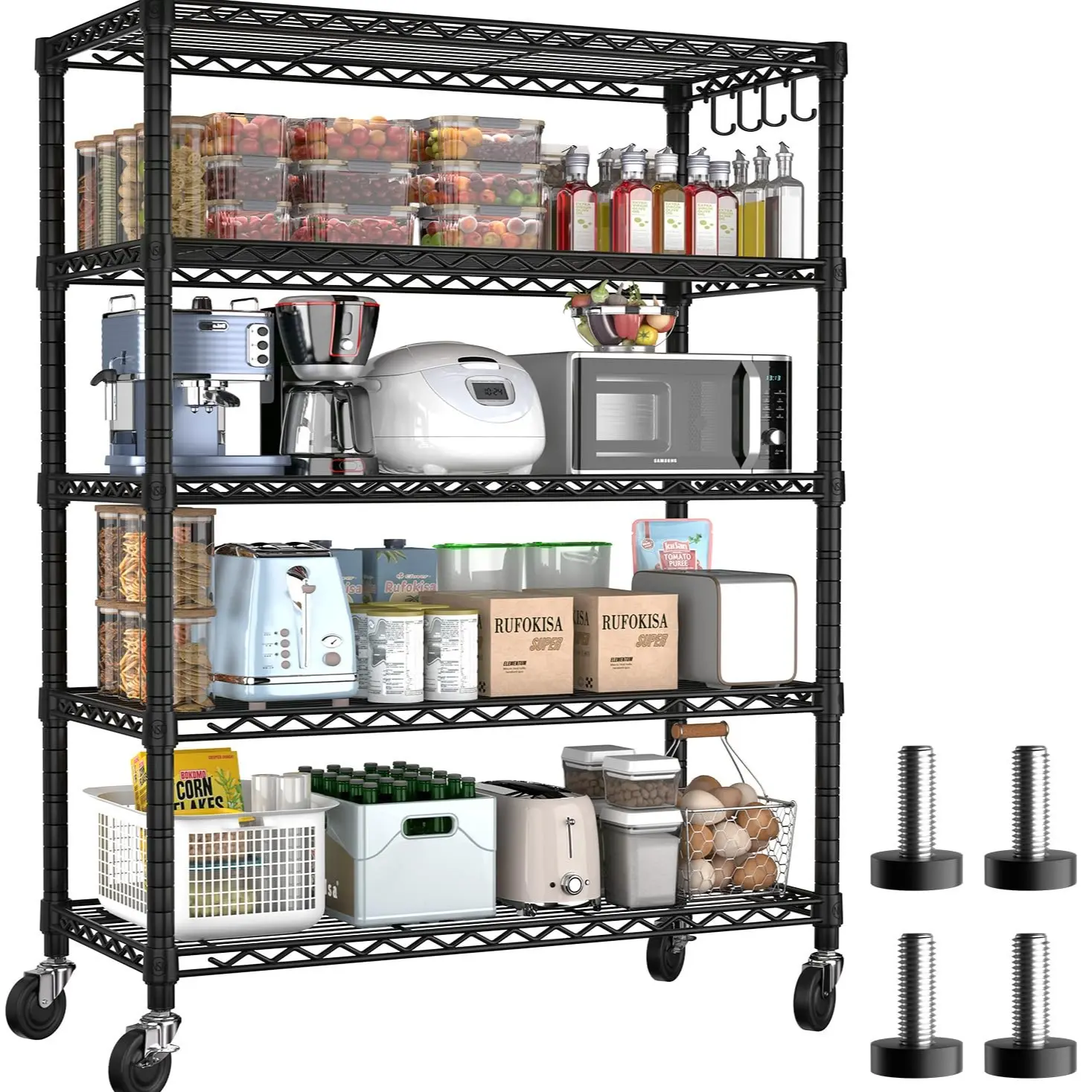 5-Tier 36" x 16" x 76" Black