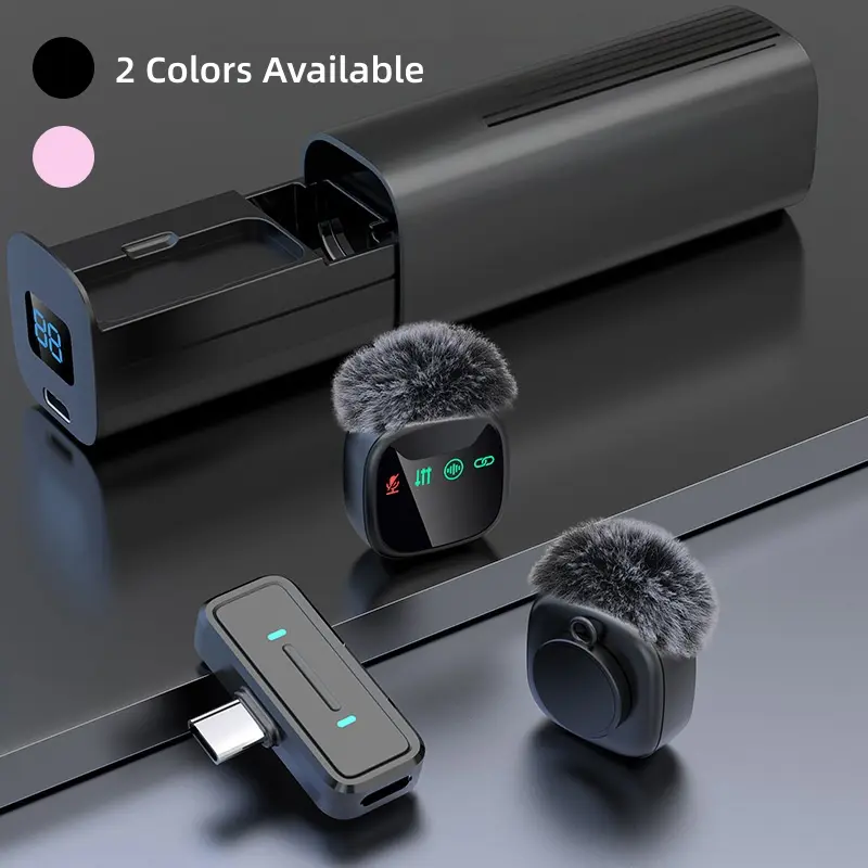 Wireless Rechargeable Lavalier Microphone, Wireless Lapel Mic, Noise-Canceling Microphone with Charging Case & Magnetic Clip, Built-in Noise Reduction, Perfect for Video Shooting, Podcast Recording and Audio Capture-MM1