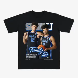 SLAM Cameron Boozer & Cayden Boozer “Family Ties” Basketball T-Shirt – Black Graphic Tee Featuring College Basketball Brothers Design