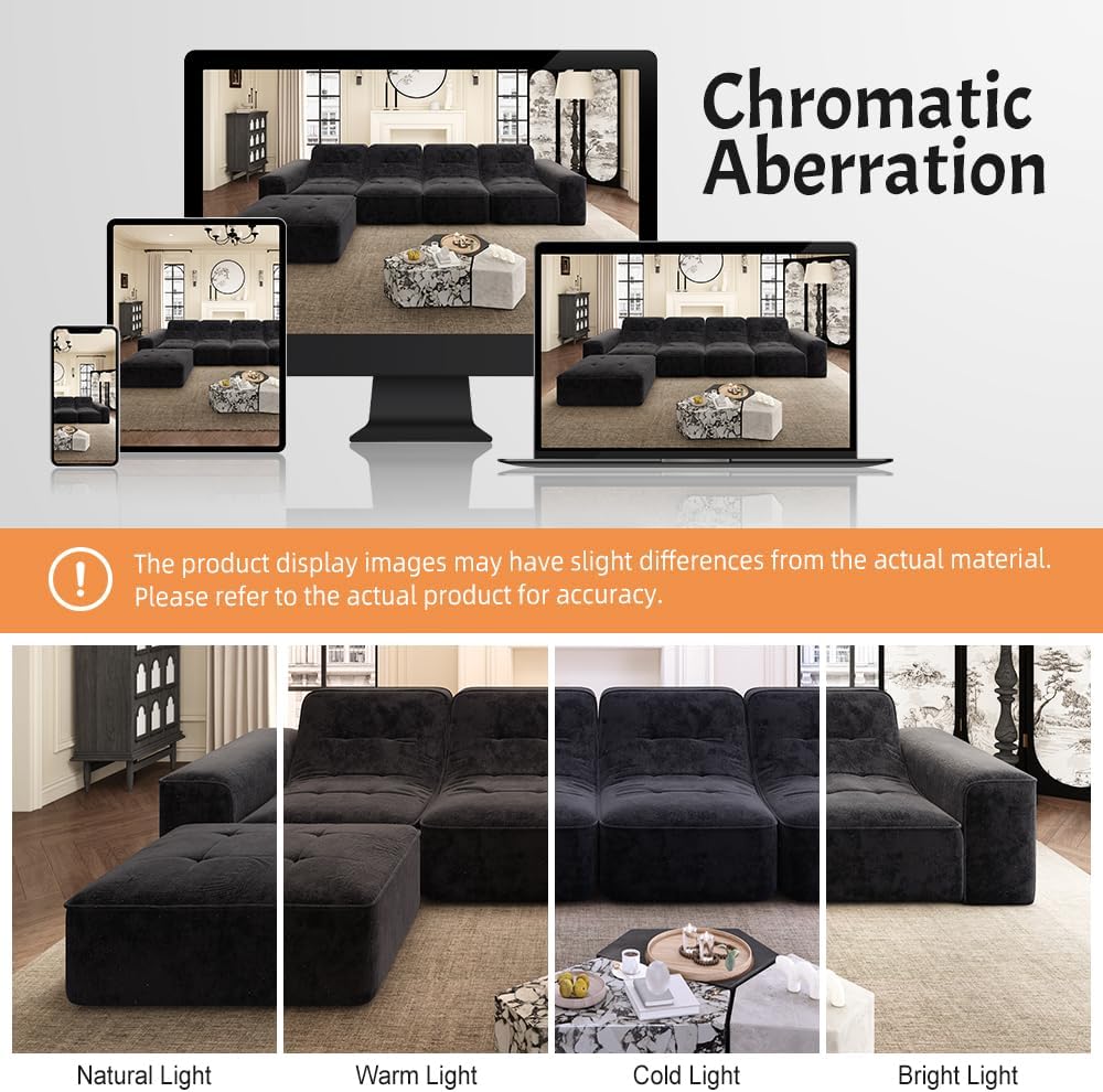 【Black Friday Sales】 Niccae 143.7" Modular Sectional Sofa with Ottoman, Deep Seat Boneless Couch, Modern DIY Sparkling Chenille Chaise & Accent Chair Sofas Couches for Living Room, Apartment,Office (4 Seat + 1 Ottoman) 【Black Friday Sales】 Niccae 143.7" Modular Sectional Sofa with Ottoman, Deep Seat Boneless Couch, Modern DIY Sparkling Chenille Chaise & Accent Chair Sofas Couches for Living Room, Apartment,Office (4 Seat + 1 Ottoman)
