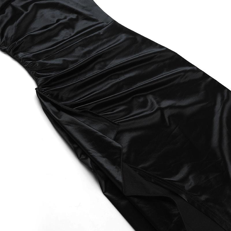 YL24531DGO-Womens Pleated Satin Evening Dress Elegant Split Maxi Formal Gown for Wedding Guest Prom Season Sexy Spring Party and Summer Gala