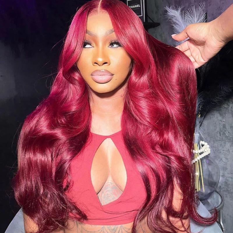 Burgundy 99J Lace Front Wig Straight 13x6 HD Lace Frontal Wig Human Hair For Women Pre Plucked Colored Lace Wig 180% Density