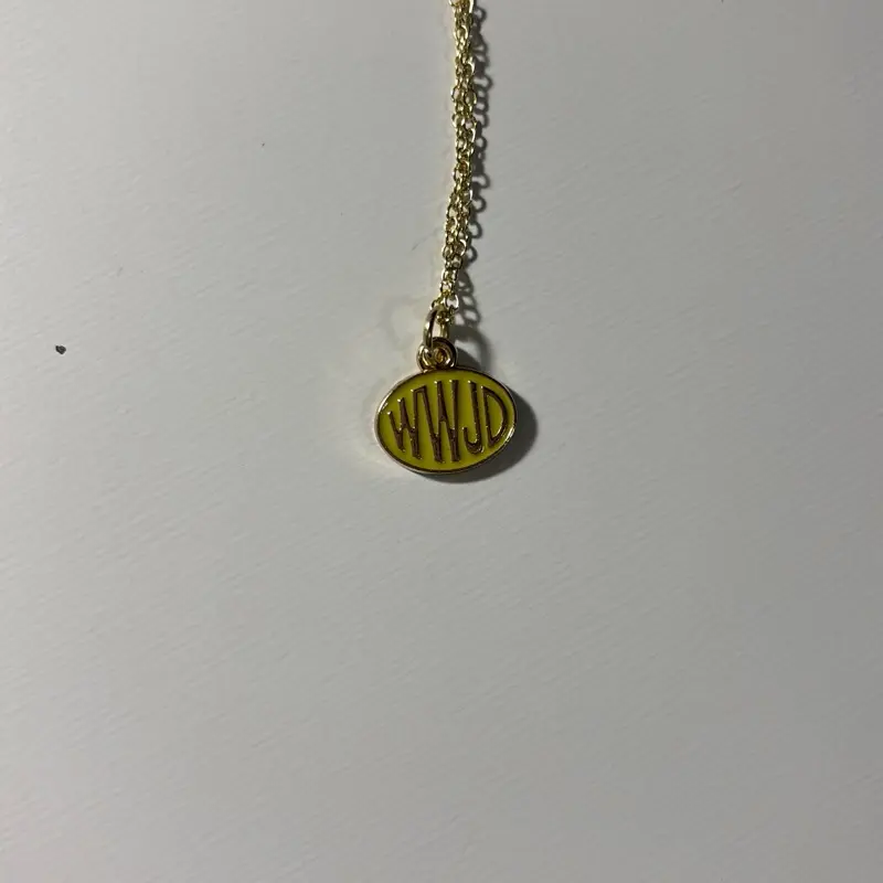 WWJD yellow and gold necklace