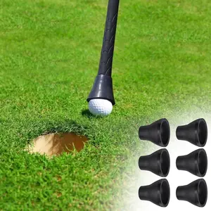 6-Pack FINGER TEN Golf Ball Retriever Suction Cup Picker - Durable Rubber Putter Grip Attachable Ball Grabber Tool, Black with Red Accents for Golfers, Golfer Accessories, Unique Pickleball Accessory, Textured Grip Surface