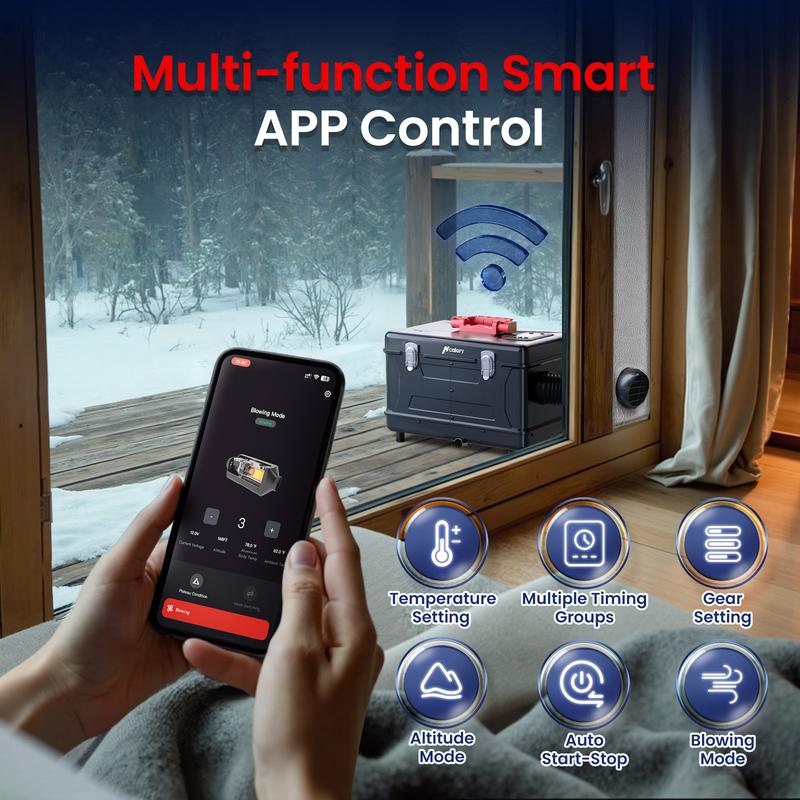 HCALORY 8KW Diesel Air Heater All-in-one 110V AC & 12V DC Support with Altitude Mode 5L Fuel Tank Portable Parking Heater Bluetooth APP Control Heating for Car Truck Boat RV Campers HCALORY 8KW Diesel Air Heater All-in-one 110V AC & 12V DC Support with Altitude Mode 5L Fuel Tank Portable Parking Heater Bluetooth APP Control Heating for Car Truck Boat RV Campers