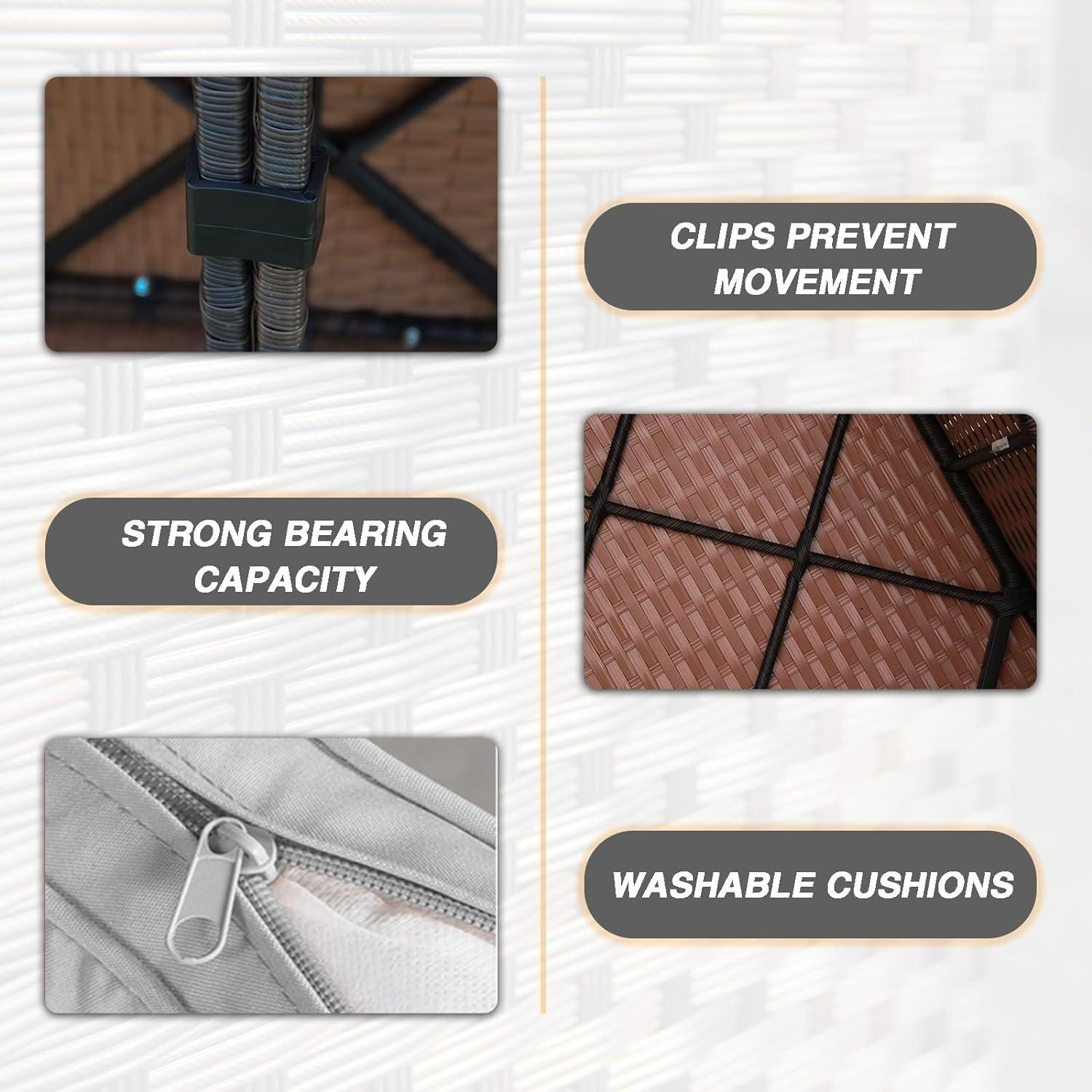 【3 packages shipping】Gaptainer 7 Pieces Patio Furniture Set with 44" Fire Pit Table,Rattan Outdoor Sectional Conversation Sets,All Weather Outdoor Furniture Set with Cushions for Garden Lawn Balcony Porch Deck