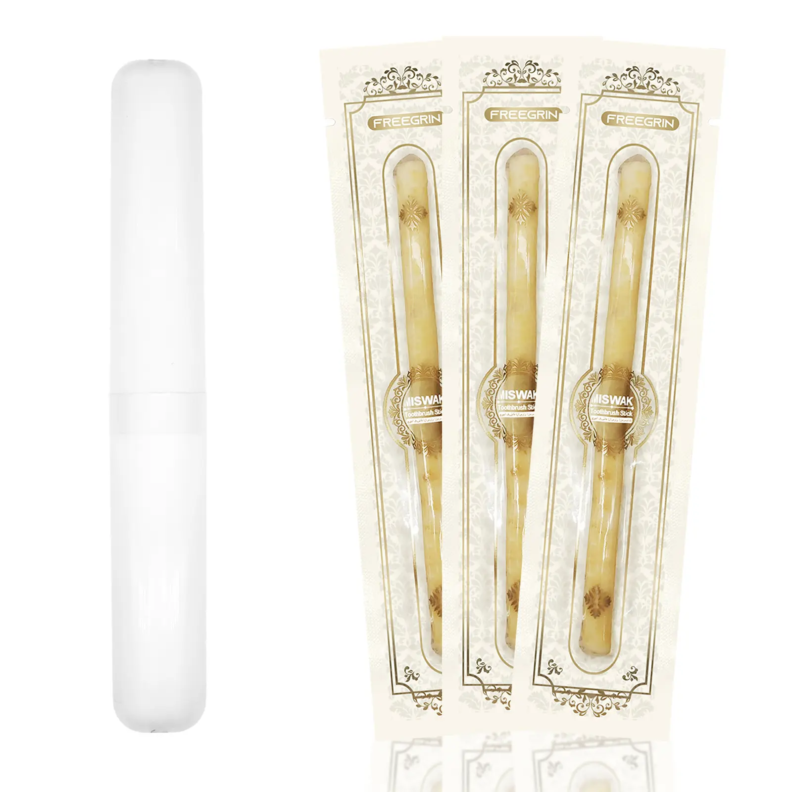 Natural Miswak Stick Toothbrushes, 3 Pack with Travel Case | Traditional Sewak for Healthy Teeth, Gums, and Fresh Breath, Toothbrush Set, Chewing Stick Toothbrushes