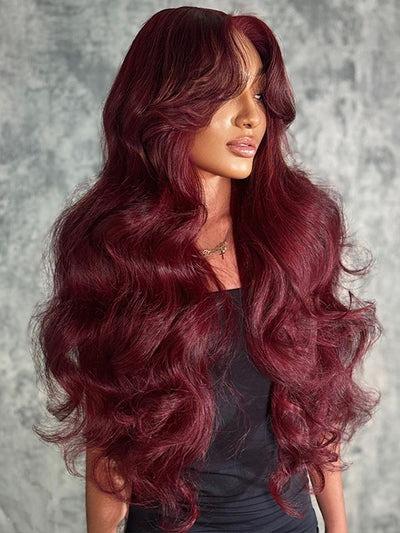 [Hot] Suntuhair 5x5 Lace Wear and Go Glueless Wigs Body Wave Human Hair Burgundy Dark Red Hair 99j Wig Lace Front Wigs 100% Human Hair Upgraded No Glue Closure Wigs Human Hair for Women 20-32 Inch