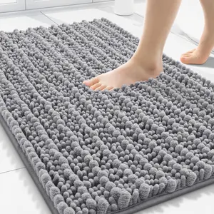 Bathroom Rugs Mat 30x20, Extra Soft Absorbent Chenille Bath Rugs, Non Slip Rubber Backing Machine Washable Quick Dry Bath Mats for Bathroom Floor, Tub, Shower, Home Decor Accessories, Grey
