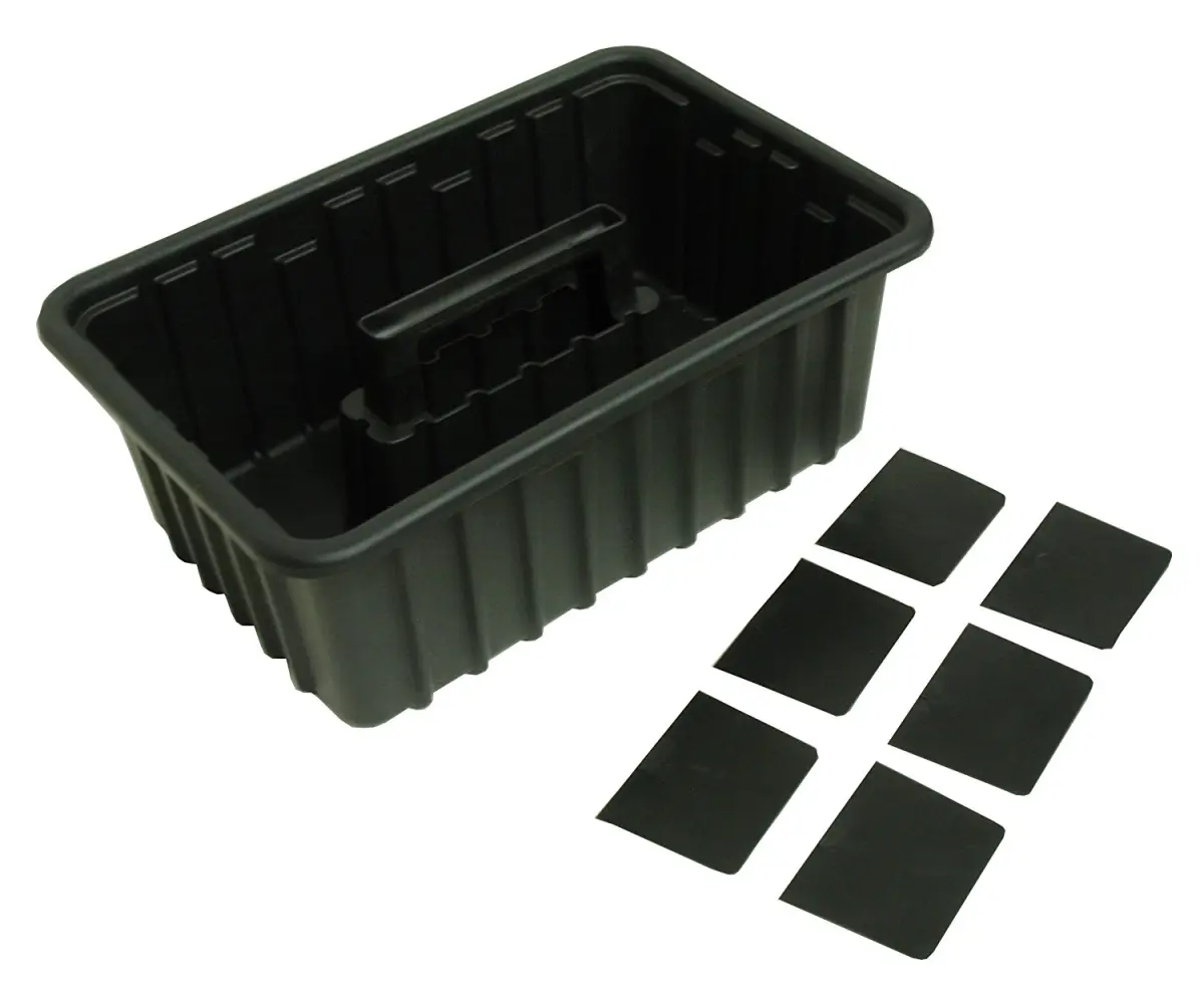 Black Rectangular Plastic Organiser Tray with 6 Dividers, Adjustable - For Commercial & Office Furniture Use