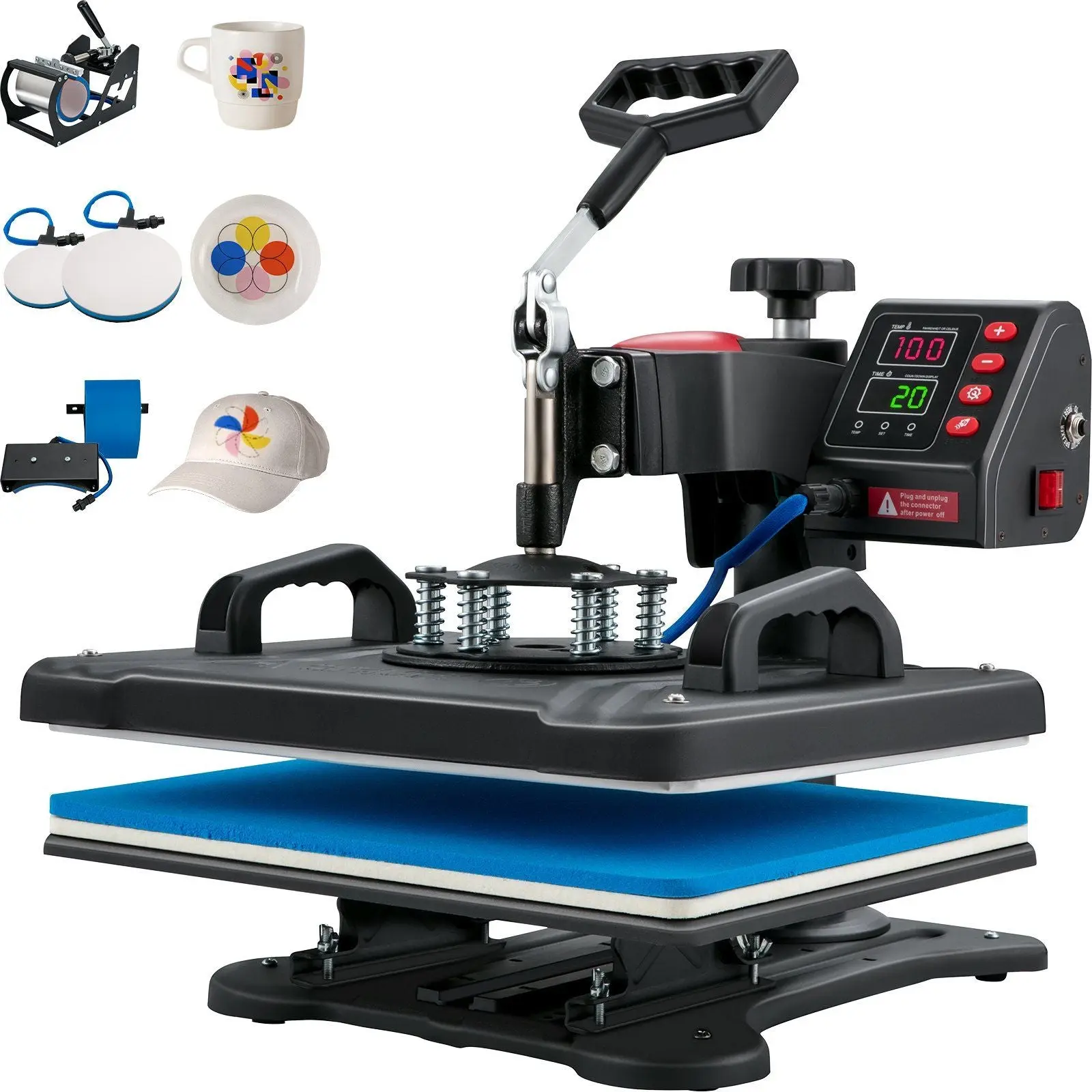 900W 5 in 1 Heat Press Machine Machine for T-Shirts, Plates, Mugs, Cups