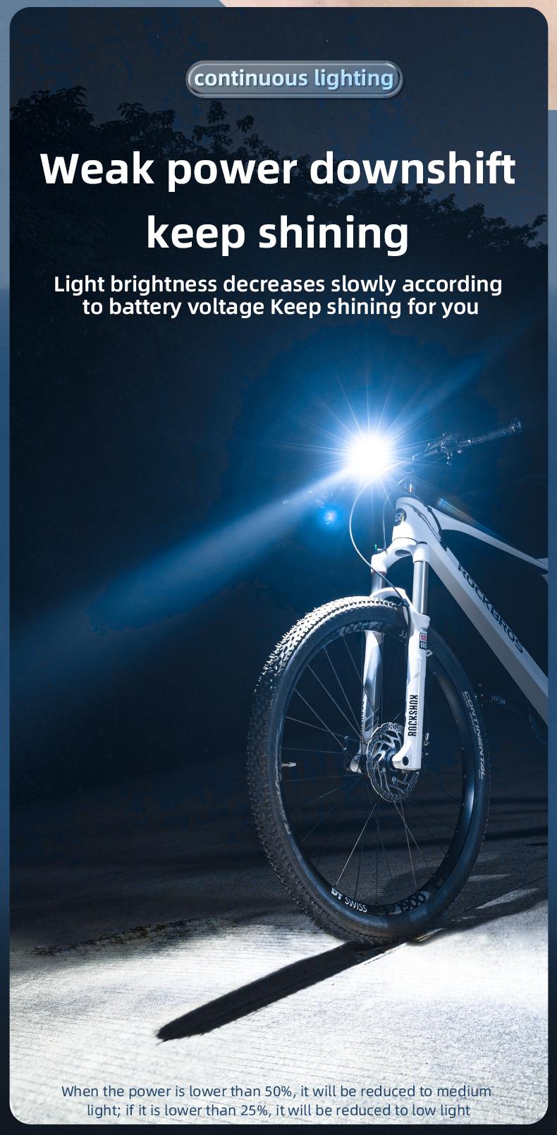 ROCKBROS Bike Lights USB Rechargeable IPX6 Waterproof Bike Headlight Easy Installation Bright Bike Front Light for Night Riding