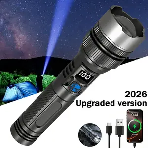【2026 Upgraded version】2200 lumen 2-in-1 Strong Flashlight (Power Bank)，Digital display of power, Rechargeable，Zoomable,IPX6 Waterproof, Adjustable Brightness Flash Light for Outdoor, Emergency, Camping Accessories，Black TiktokShopSpringGlowUp