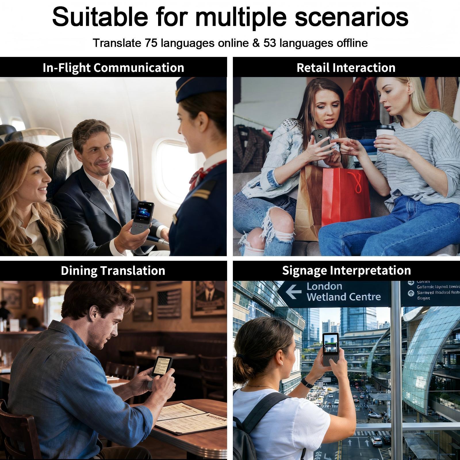 Al Language Translator Device | No Additional Charges l Translation Does Not Require a Signal Source | Translate 138Languages with WiFi | Translation Multi-Language Touchscreen Real-Time Translaton