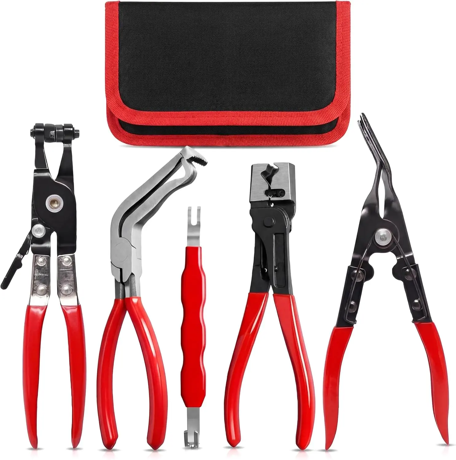 Automotive Electrical Disconnect Pliers Kit,Auto Repair Plier,High-Carbon Steel Connector Separator 60 ° Pliers,Hose Clamp Plier,Car Trim Clip Removal Pliers,Plug Release Tool and Wire Terminal Removal in Storage Bag.
