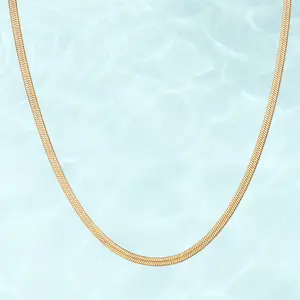 PAVOI Waterproof Chain Necklaces for Women - 14K Gold Plated Flat Curb, Herringbone, Snake, Rope, Chunky Paperclip, CZ Cuban Link & Figaro Layering Chains Necklaces - Stainless Steel Jewelry