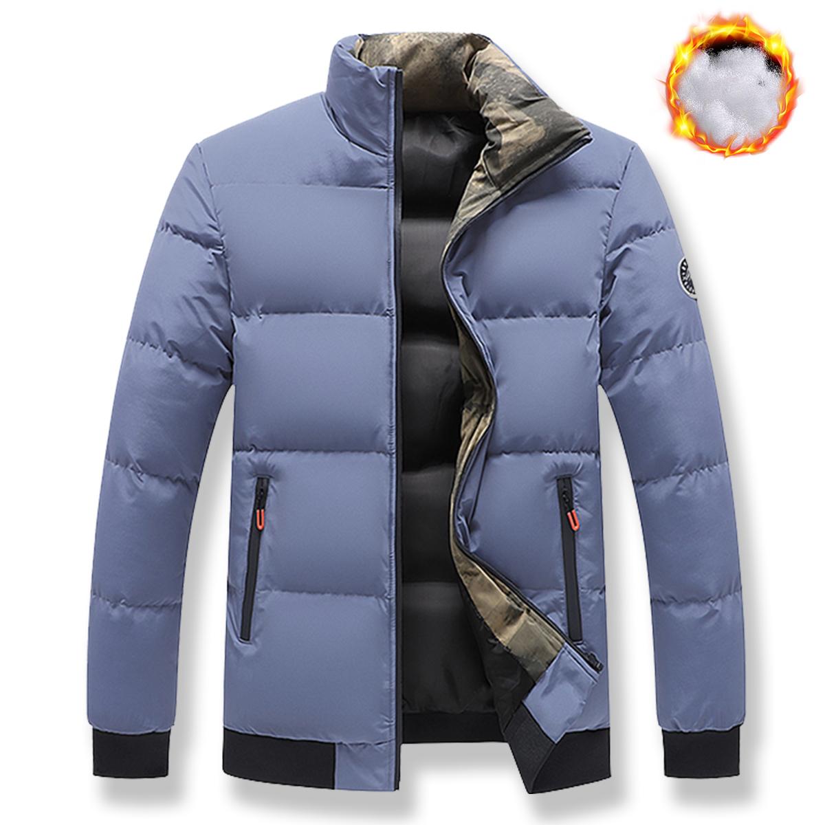Men's Winter Jacket Full Zip & Stand Collar - Windproof Coat, Skiing, Outdoor Activities Casual Wear - Ideal Cold Weather Gift for Husband, Men's Winter Jacket