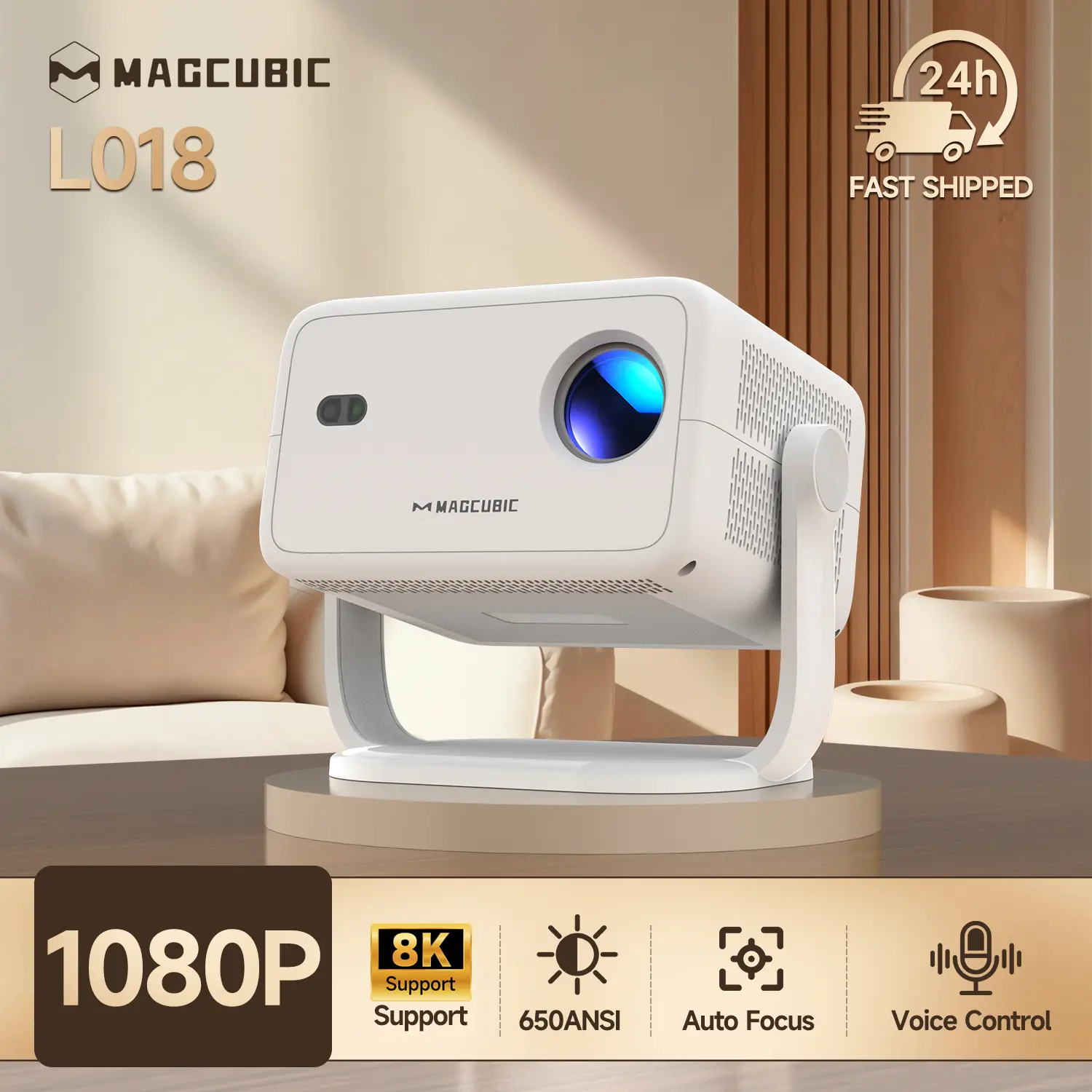 [US warehouse] Magcubic 650ANSI L018 Projector Android 14.0 8K Support Allwinner H726 Auto Focus & Keystone Correction Native 1080P  Built-in HiFi Speaker Wifi6 BT5.2 Portable Movie Outdoor Airmouse #TikTokShopBackToSchool