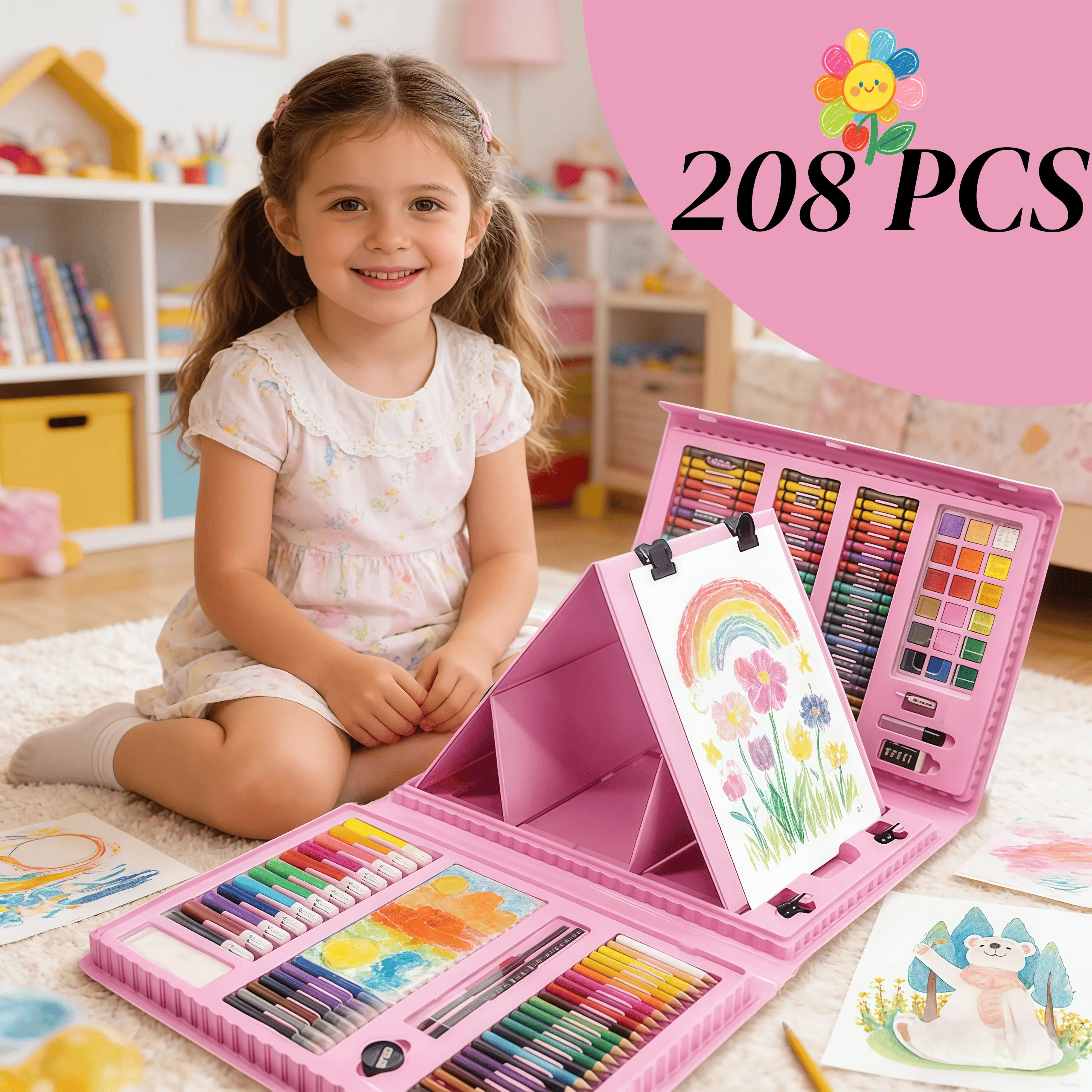 208pcs Super Large Art Set for Kids, Colorful Art Supplies, Coloring Supplies, Crayons, Colored Pencils, Markers, Perfect Gift for Children tiktokshopbacktoschool,back to school,back to school haul