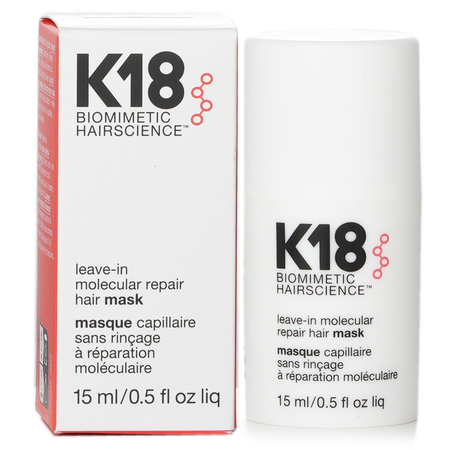 K18 Leave-In Molecular Hair Mask, Repairs Dry or Damaged Hair, Reverse Hair Damage from Bleach, Color, Chemical Services & Heat K18 Leave-In Molecular Hair Mask, Repairs Dry or Damaged Hair, Reverse Hair Damage from Bleach, Color, Chemical Services & Heat