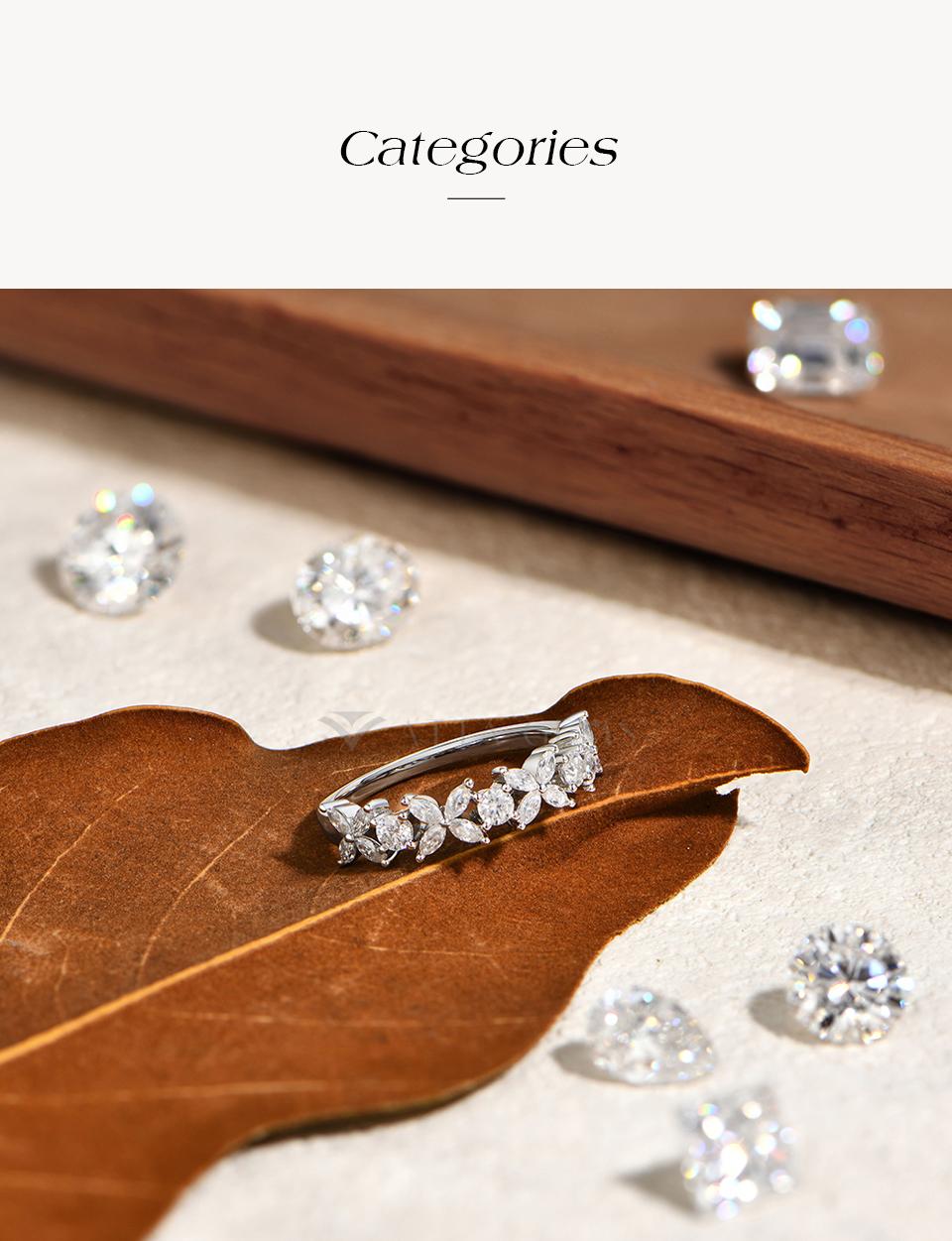 Sparkling Design D Color VVS1 Lab-Created Moissanite Ring for Women Daily Wear Engagement Wedding Birthday Gift Fine Jewelry R337