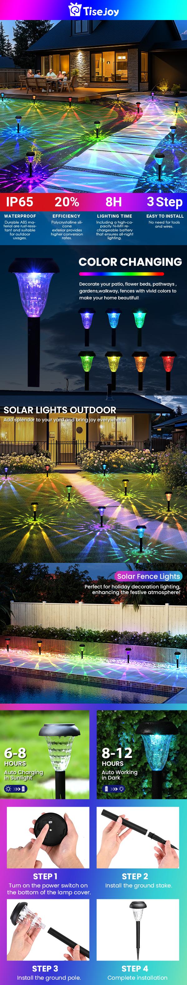 Garden Decor Solar Lights Outdoor Waterproof Outdoor Decor Solar Pathway Lights Color Changing Light, Solar Smart Outdoor Courtyard Light, Villa Garden Ambient Decoration Ground Plug RGB Lamp Garden Decor Solar Lights Outdoor Waterproof Outdoor Decor Solar Pathway Lights Color Changing Light, Solar Smart Outdoor Courtyard Light, Villa Garden Ambient Decoration Ground Plug RGB Lamp