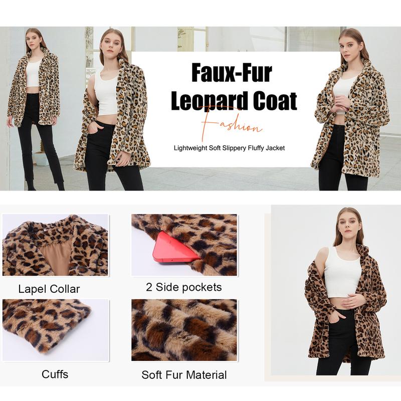 Buenoble Leopard Faux Fur Coat for Women | Super Soft Warm Stylish Winter Jacket | Viral Fall Winter Outfit