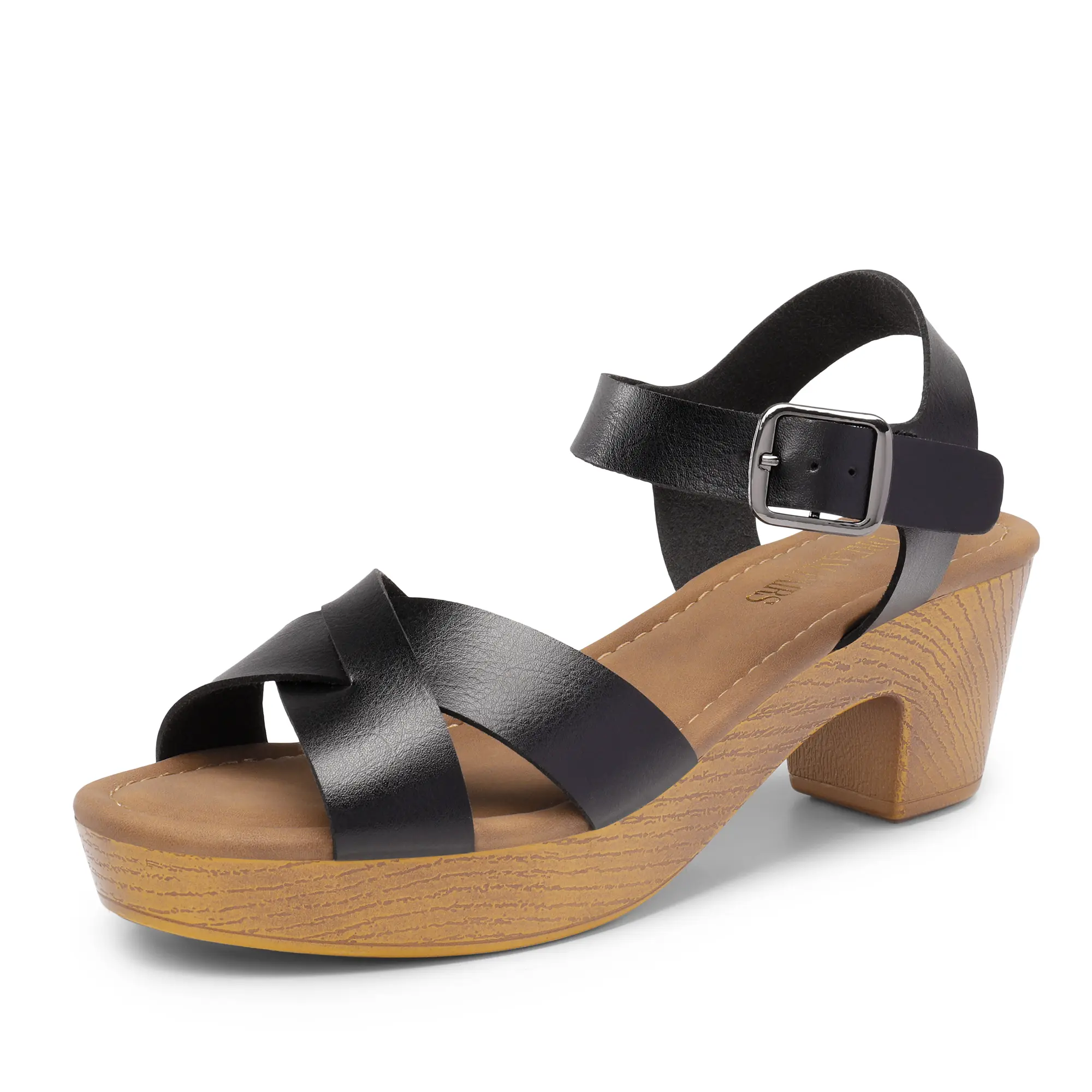 Dream Pairs Women's Vintage Criss Cross Platform Sandals - 2.5in Chunky Block Heel, Open Toe PU Summer Shoes with Adjustable Buckle, 4mm Slip Resistant, Retro Chic Beach Footwear for Casual Wear