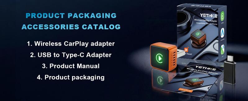 YETHKE 2026 Mini Wireless CarPlay Adapter Upgrade Wired to Wireless for CarPlay & Android Auto Plug and Play Fast Auto-Reconnect Stable Control Zero Delay Car Play for iPhone iOS 10+ Android 11+