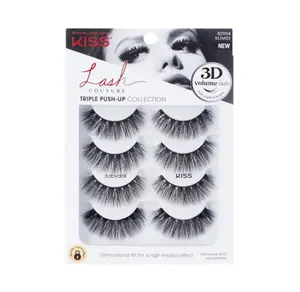 KISS Triple Push-Up, False Eyelashes, 'Babydoll', 12mm-14mm, Includes 4 pairs of false eyelashes, Easy to Apply, Reusable Lash Clusters