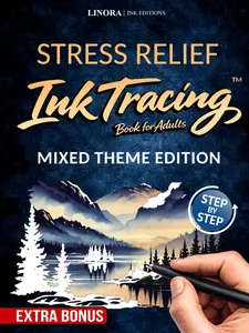 Stress Relief Ink Tracing: Release Physical Tension in Minutes with Guided Ink Tracing - No Coloring Skills Needed (Linora Coloring Book Collection)
