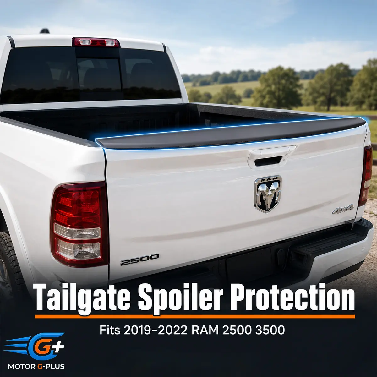 MOTOR GPLUS 1-Piece Black PP Plastic Automotive Tailgate Spoiler Wing Cap, OE Part #68364364AA, Direct Install Fit for 2019-2022 RAM 2500 3500 Trucks, Factory Direct Pricing, Limited Life Guarantee, Car Accessories