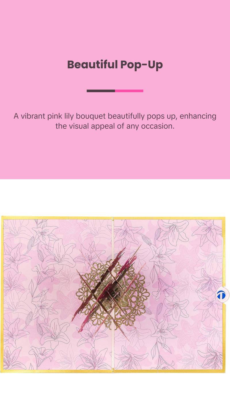 TRUANCE Pop up Card - Pink Lily Bouquet Flowers for Mother'S Day, Fathers Day, Anniversary, Birthday, Love, Valentine'S, Thank You, All Occasions TRUANCE
